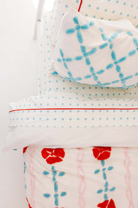 Yarrow Dot Cotton Percale Sheet Set in Bluebell
