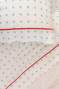 Yarrow Dot Cotton Percale Sheet Set in Bluebell
