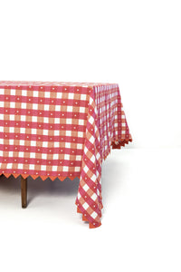 The Lila Gingham Woven Tablecloth in Cherry Tart